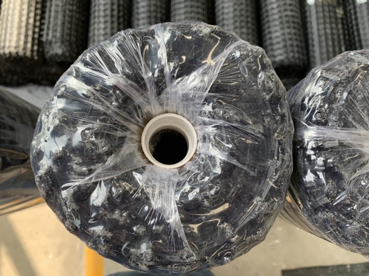 Stabilizzazione al suolo nera Mesh Fiberglass Geogrid per la pavimentazione del cemento